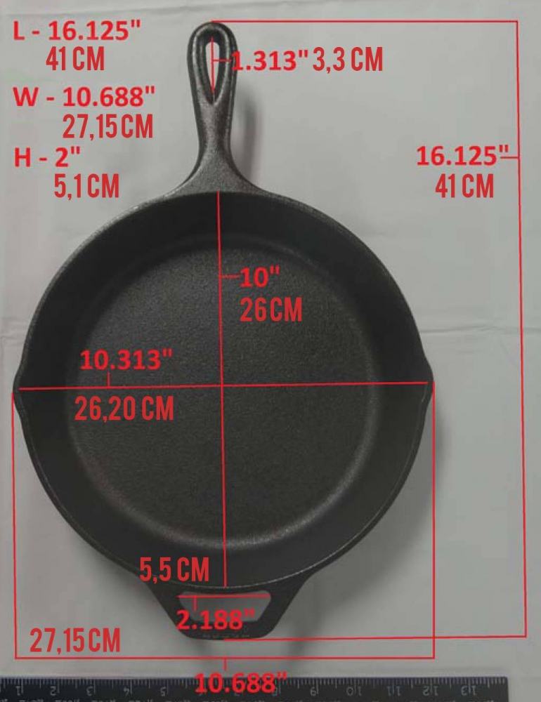 Tigaie adanca rotunda din fonta cu maner si logo Buffalo Nickel Lodge 26 cm L-8SK3BN [15]