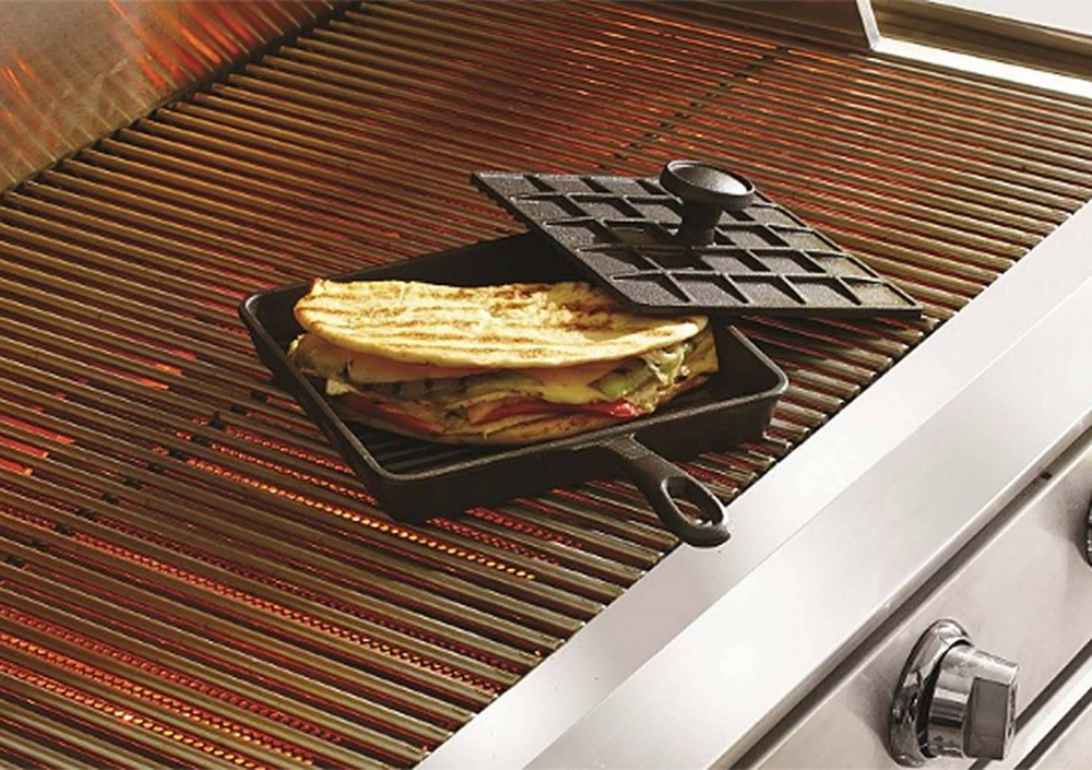 Tigaie grill sandwich adanca patrata din fonta cu maner si capac Mr Padellas Activa 21 cm 20040 [4]