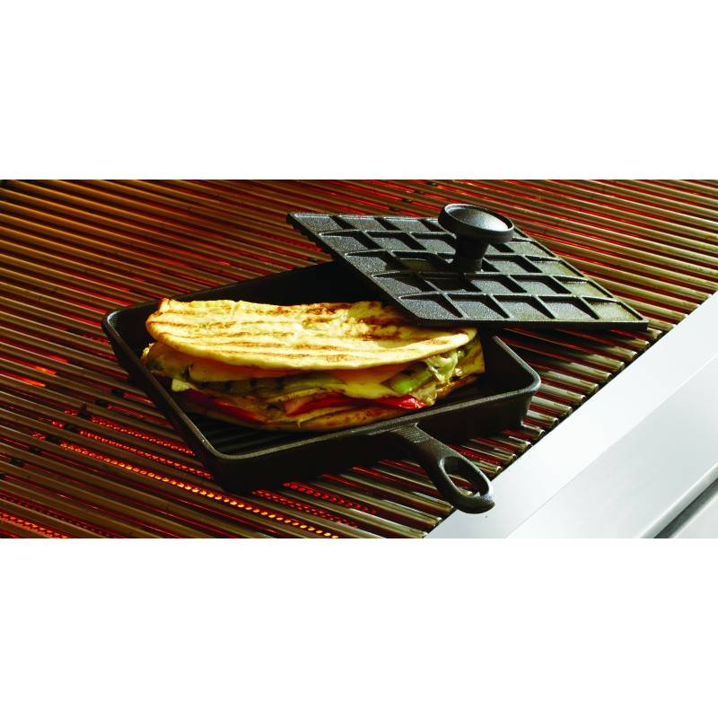 Tigaie grill sandwich adanca patrata din fonta cu maner si capac Mr Padellas Activa 21 cm 20040 [3]