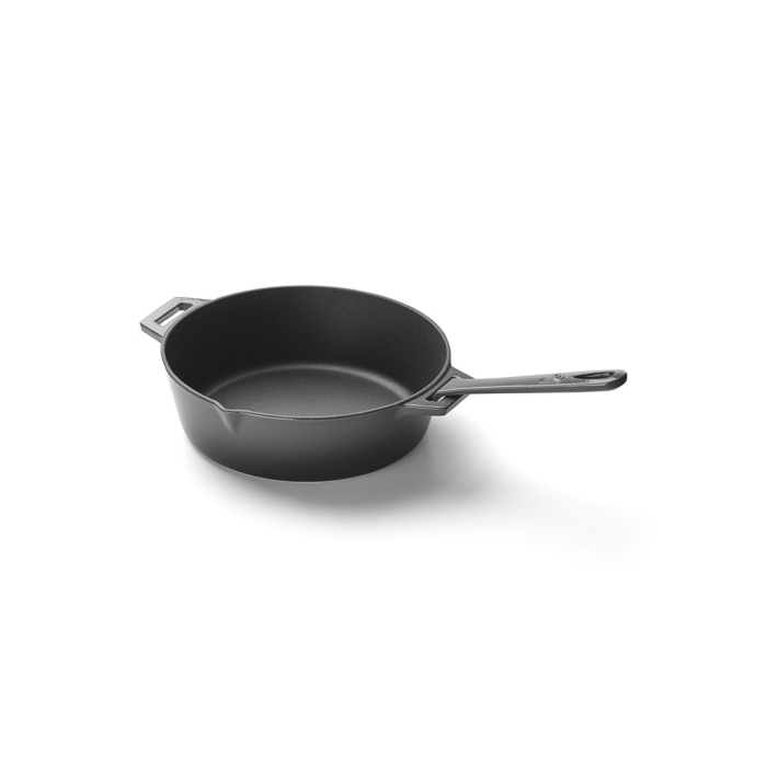 Tigaie si oala adanca rotunda din fonta emailata, capac, maner detasabil, diametru 25 cm, 7,5 cm inaltime, Grandpro A03001004 [2]