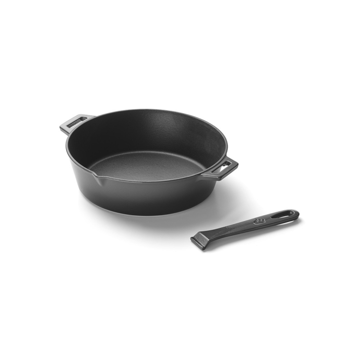 Tigaie si oala adanca rotunda din fonta emailata, capac, maner detasabil, diametru 30 cm, 8,5 cm inaltime, Grandpro A03001005T [4]