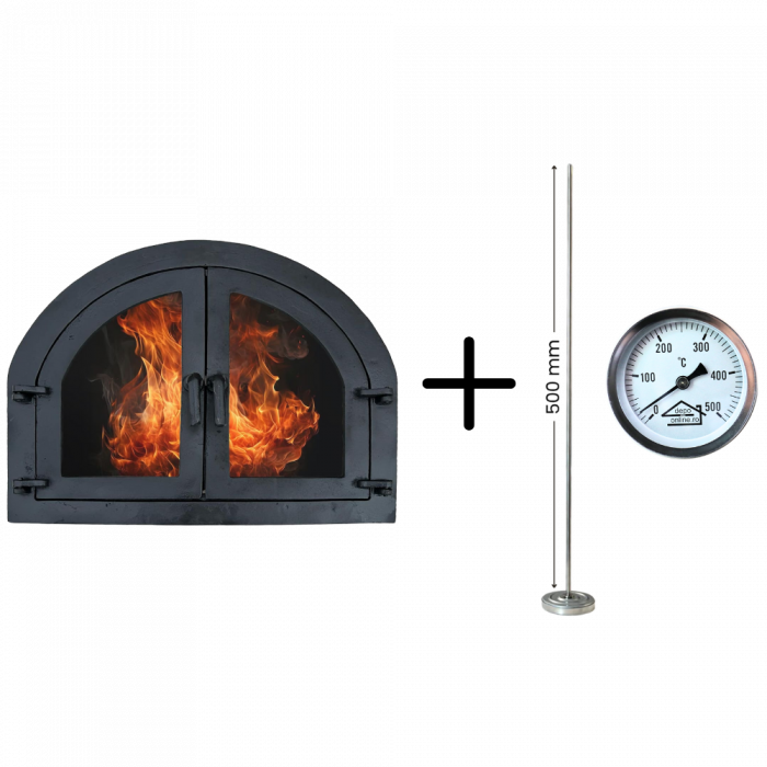 UȘĂ CUPTOR BARBEQUE CU DUBLĂ DESCHIDERE + TERMOMETRU ZIDĂRIE CU TIJA DE 50 CM [2]
