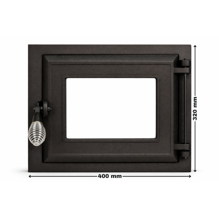 Ușă cuptor mare fontă 400x320 mm cu geam termorezistent [2]