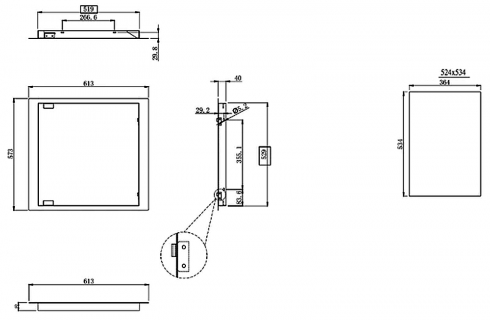 Usa din inox cu cadru built-in 45 x 57 x 4 cm pentru insula si bucatarie exterioara Grandhall A08001002T [4]