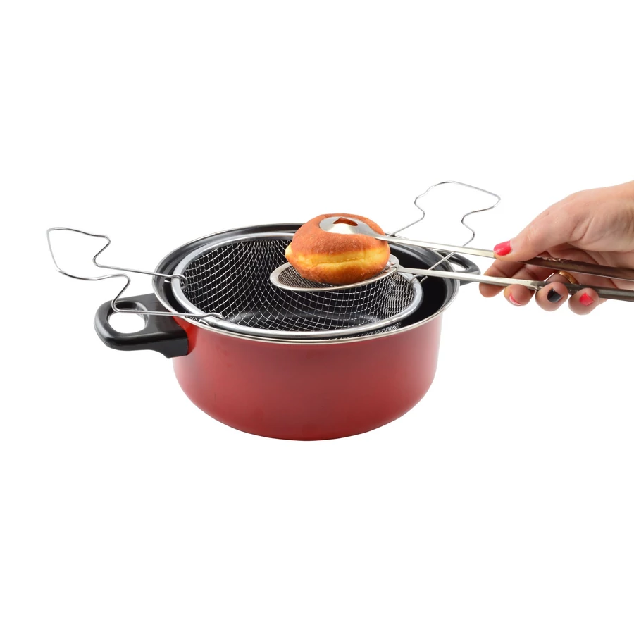 VASE DE GĂTIT - CLESTE CU SITA DIN INOX PENTRU SCURGERE ULEI