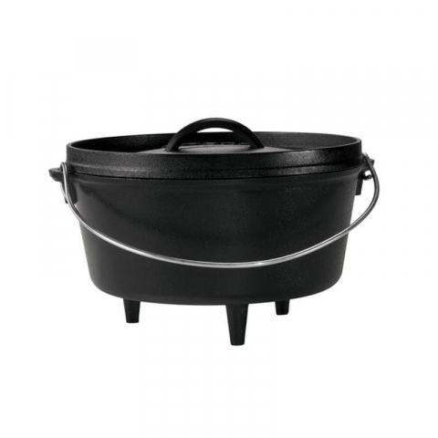 Vase pentru gătit din fontă - Ceaun din fonta cu capac - cuptor olandez Lodge 25,4 cm 4,7 litri L-10DCO3
