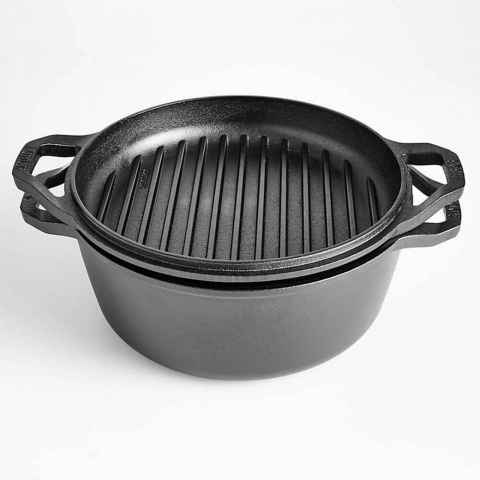 Ceaun din fonta cu capac tip tigaie grill - cuptor olandez Lodge 30,5 cm 5,6 litri L-C6DD [2]