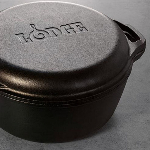 Ceaun din fonta cu capac tip tigaie grill - cuptor olandez Lodge 30,5 cm 5,6 litri L-C6DD [6]