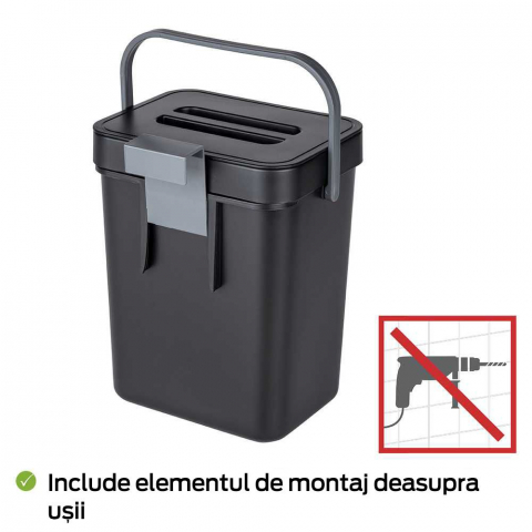 Cos de gunoi cu maner Tago 5 litri Wenko Black Outdoor Kitchen 55027100 [6]
