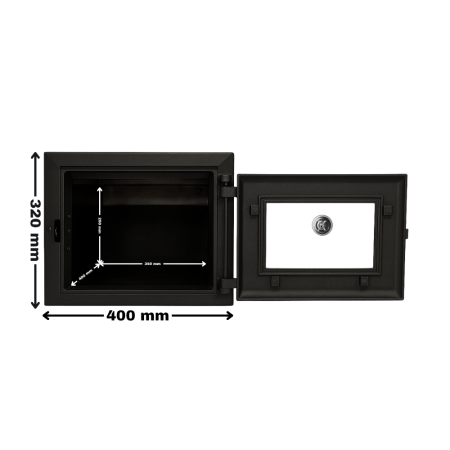 CUPTOR CU UȘĂ DIN FONTĂ 400 x 320 mm + TERMOMETRU 350 GRADE [1]