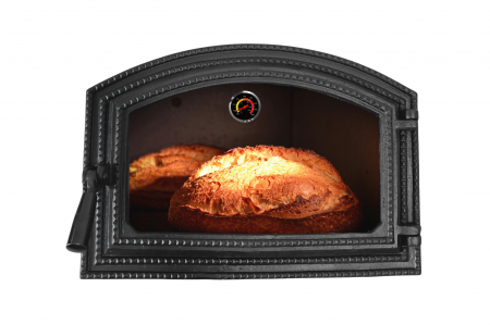 Uși de cuptor - CUPTOR FONTĂ PENTRU SOBĂ CU STICLĂ + TERMOMETRU 400 GRADE