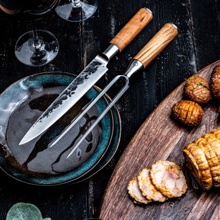 Furculita mare pentru friptura cu maner din lemn de maslin Forged Olive OLIVETRANCHVORK [3]