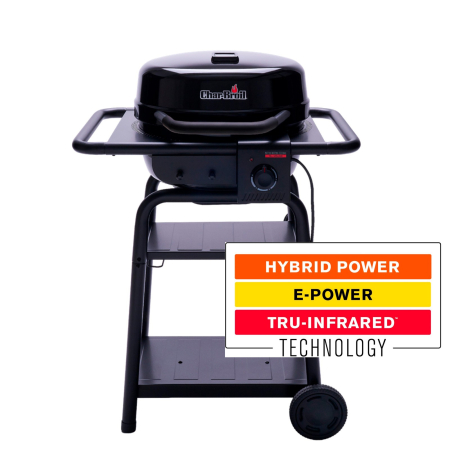 Grătare electrice - Gratar electric 2.100 W si pe carbuni hibrid, 370 grade Celsius, TRU-Infrared, Char-Broil Patio Bistro E2Coal 140255