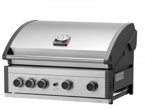 Gratar pe gaz cu 5 arzatoare 4 inox si 1 infrarosu, incastrabil, grile si plita fonta, Grandhall Pro Elite 4 K04000309A [1]
