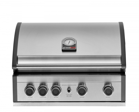 GRĂTARE DE GRĂDINĂ - Gratar pe gaz cu 5 arzatoare 4 inox si 1 infrarosu, incastrabil, grile si plita fonta, Grandhall Pro Elite 4 K04000309A