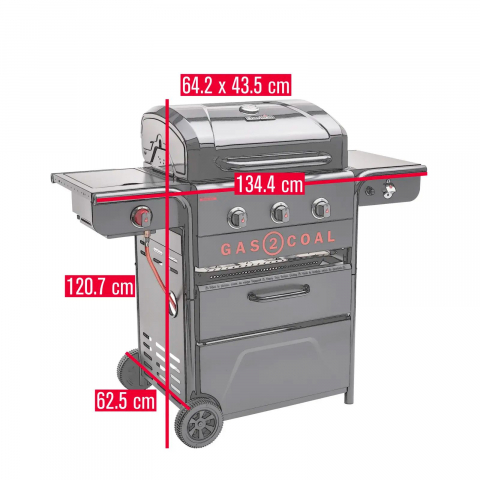 Gratar pe gaz si carbuni hibrid Char-Broil Gas2Coal 2.0 330 Special Edition, plita si sear burner 140994 [7]