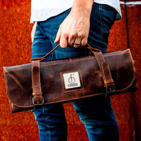 Husa din piele pentru cutite Forged ESKNIFEROLL8BROWN [5]