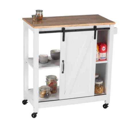 Depozitare & organizare - Mini bar alb cu 3 rafturi si usa, MDF si lemn, 80 x 88,5 x 40 cm, Wenko Country House 54130100