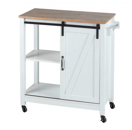 Mini bar alb cu 3 rafturi si usa, MDF si lemn, 80 x 88,5 x 40 cm, Wenko Country House 54130100 [1]