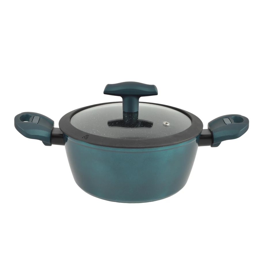 Vase pentru gătit din aluminiu - OALA DIN ALUMINIU CU CAPAC 3.2 L, TURCOAZ