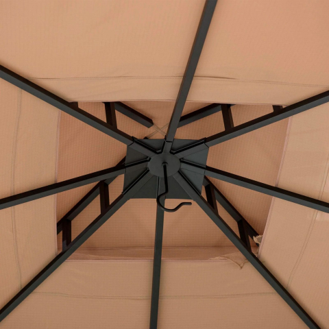 Pavilion gazebo din otel pentru gratar cu copertina Sunjoy LAURO 340cm x 340cm negru/bej A101011900 [5]