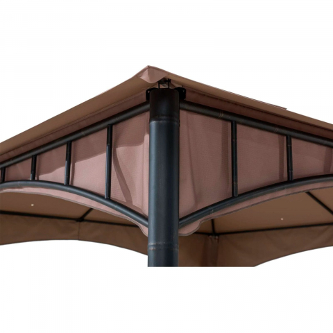 Pavilion gazebo din otel pentru gratar cu copertina Sunjoy LAURO 340cm x 340cm negru/bej A101011900 [7]