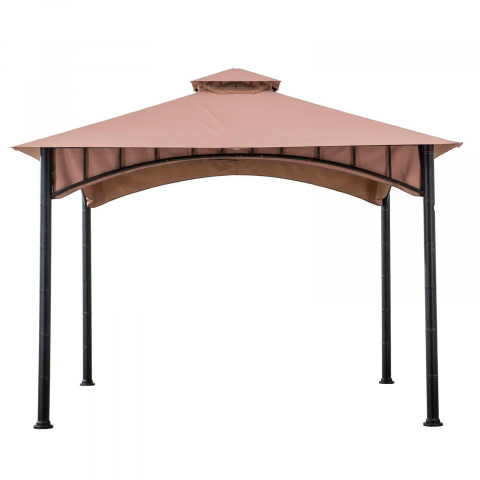 TIMP LIBER IN NATURA - Pavilion gazebo din otel pentru gratar cu copertina Sunjoy LAURO 340cm x 340cm negru/bej A101011900