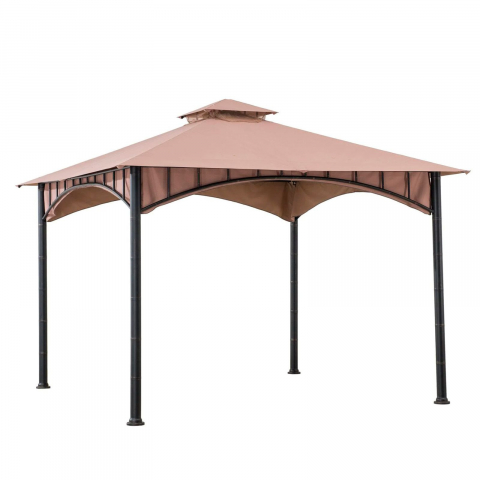 Pavilion gazebo din otel pentru gratar cu copertina Sunjoy LAURO 340cm x 340cm negru/bej A101011900 [1]