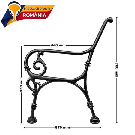 Picior din fontă pentru bancă 760 x 550 mm [1]