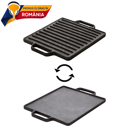 Vase pentru gătit din fontă - PLACĂ REVERSIBILĂ DIN FONTĂ 220 x 220 mm