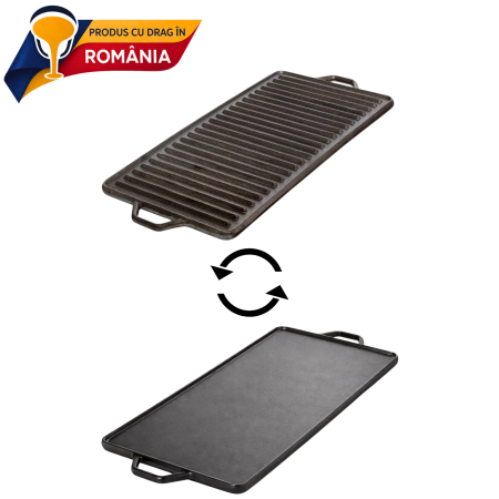 Vase pentru gătit din fontă - PLACĂ REVERSIBILĂ DIN FONTĂ 500 x 220 mm