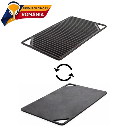 Vase pentru gătit din fontă - PLACĂ REVERSIBILĂ DIN FONTĂ 520 x 330 mm