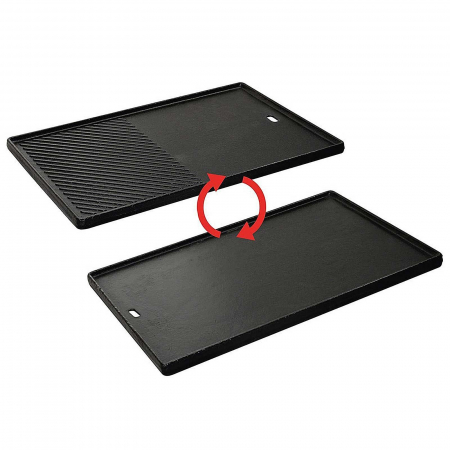Plite & grile pentru gratar - Plita din fonta cu 2 fete neteda si grill 44,5x29,5x1,5 cm pentru gratar Kansas Pro 4 Turbo Enders 7789