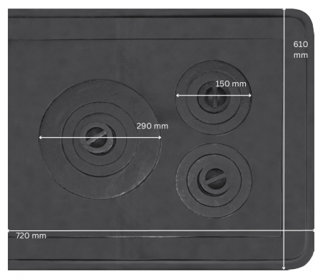 Plita din fonta cu rama si trei ochiuri 720 mm x 610 mm [1]