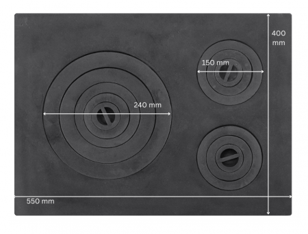 Plita soba cu trei ochiuri 550 mm x 400 mm [1]