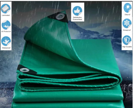Prelată impermeabilă din polietilenă cu inele - Prelata impermeabila cu inele 120 gr/mp dimensiune 5 x 8 m, verde