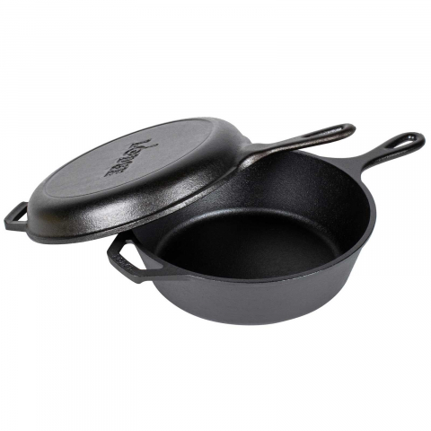 Vase pentru gătit din fontă - Set 2 tigai din fonta cu maner Lodge Combo Cooker 26 cm L-LCC3