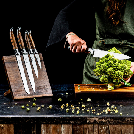 Set 5 cutite de bucatarie cu suport magnetic din lemn de maslin Laguiole Style de Vie Luxury Line KOKSMESSETOLIJF [4]