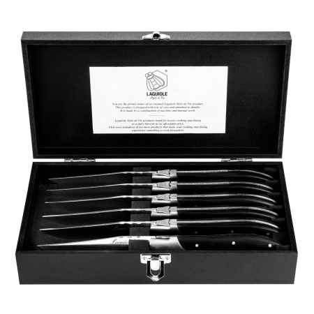 UZ GOSPODĂRESC - Set 6 cutite pentru friptura Laguiole Style de Vie Luxury Line LUXSTEAKZWART