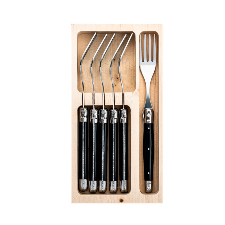 UZ GOSPODĂRESC - Set 6 furculite 1,8 mm cu maner negru Laguiole Style de Vie Premium Line PRVORKZWART