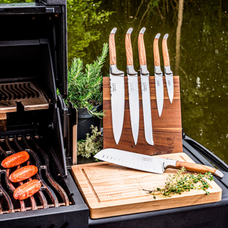 Set cutit Santoku si tocator din lemn Laguiole Style de Vie Luxury Line SANTOKUOLIJFPLANK [4]