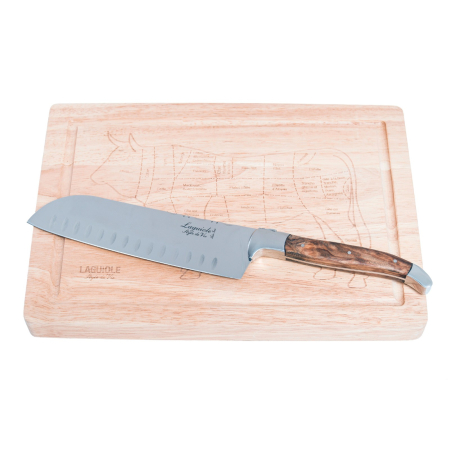 UZ GOSPODĂRESC - Set cutit Santoku si tocator din lemn Laguiole Style de Vie Luxury Line SANTOKUOLIJFPLANK