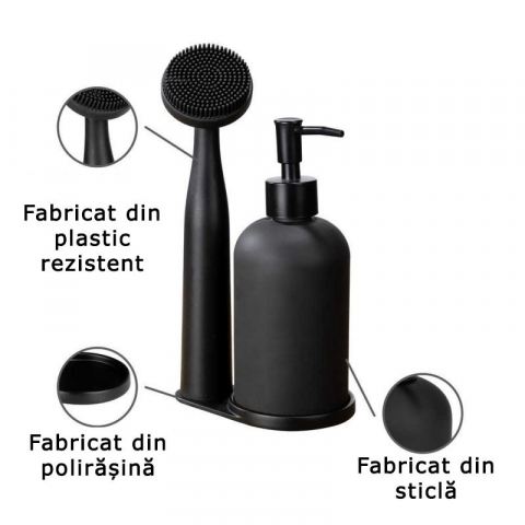 Set dispenser sapun lichid si perie pentru bucatarie Wenko Black Outdoor Kitchen Piedo 55077100 [2]