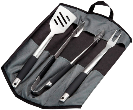 UZ GOSPODĂRESC - Set premium ustensile pentru gratar, contine cleste, furcutlita si spatula, include husa, Enders 8786