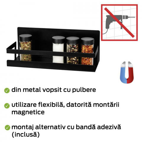 Suport magnetic pentru condimente Ima Wenko Black Outdoor Kitchen 30 x 12 x 11 cm negru 55068100 [3]