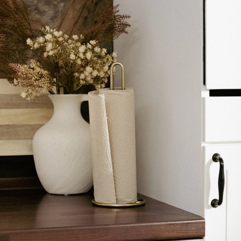 Suport prosoape de bucatarie Wenko Gina 32,5 cm inaltime diametru 12,5 cm auriu mat 53249100 [4]