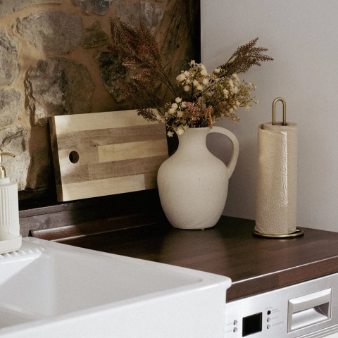 Suport prosoape de bucatarie Wenko Gina 32,5 cm inaltime diametru 12,5 cm auriu mat 53249100 [6]