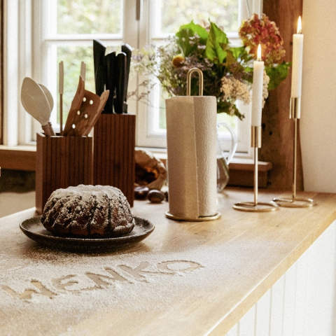 Suport prosoape de bucatarie Wenko Gina 32,5 cm inaltime diametru 12,5 cm auriu mat 53249100 [3]