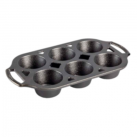 Tavi & forme de copt - Tava din fonta cu 6 cupe pentru briose Lodge 32 x 18 cm L-BW6MFN