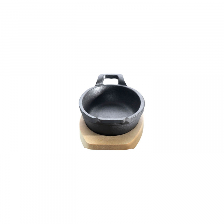 Tava ovala din fonta cu suport de lemn pentru servire 21 x 15,5 cm 0,75 litri ALL GRILL 9705 [3]